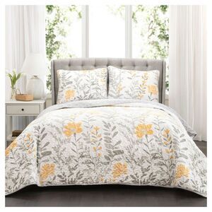 Lush Decor - 3pc Full/Queen Aprile Reversible Quilt Set Yellow/ Yellow/Gray